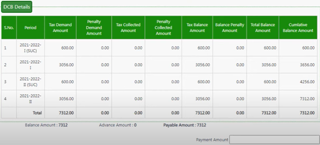 Property Tax balance list