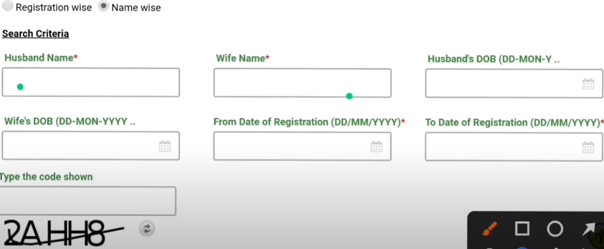 Marriage Certificate - Name wise